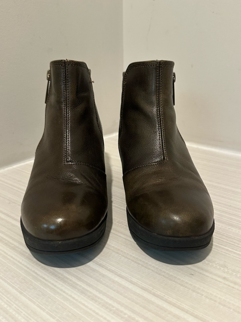 Bussola Bella Wedge Ankle Boots Booties Brown Leather Women’s EU 38 US 7 - Picture 3 of 12
